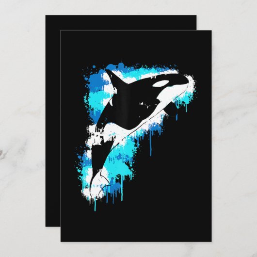 Schilderen | Orka walvis Waterverf schilderij Artf Kaart (Voorkant / Achterkant)