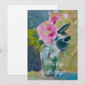 Schilderen ,pinks rozen feestdagenkaart (Voorkant / Achterkant)