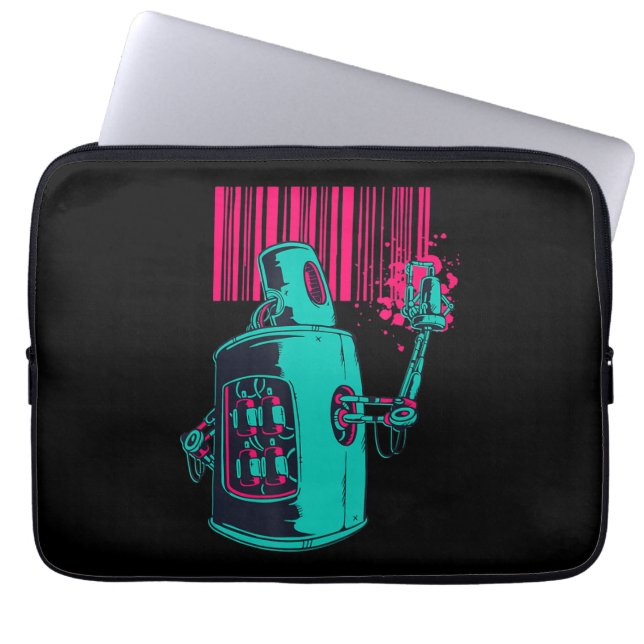 Schilderen | Robot Spray Schilderen Grafi Bar Code Laptop Sleeve (Voorkant)