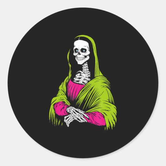 Schilderen | Skeleton Leonardo da Vinci Famous Pai Ronde Sticker (Voorkant)