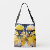 Schilderen, twee vogels crossbody tas (Achterkant)