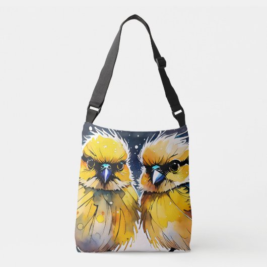 Schilderen, twee vogels crossbody tas (Voorkant)