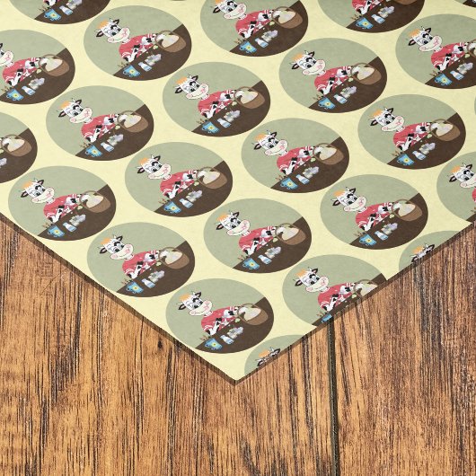 Schilderen van cartoon koe paaseieren tissuepapier