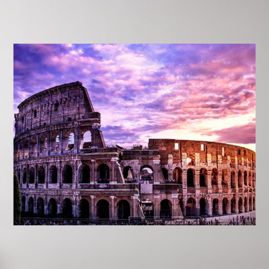Schilderen van Colosseum in Rome bij de zonsonderg Poster (Voorkant)