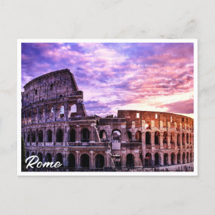 Schilderen van Colosseum in Rome bij zonsondergang Briefkaart