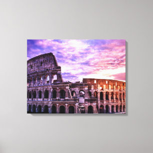 Schilderen van Colosseum in Rome bij zonsondergang Canvas Afdruk