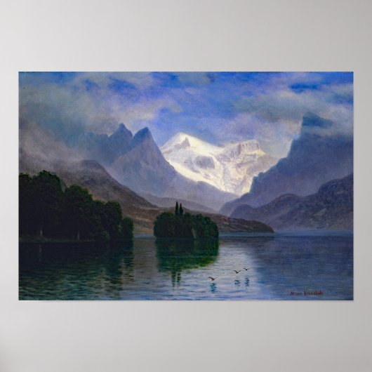 Schilderen van de Bierstadt Mountain Scene Poster (Voorkant)