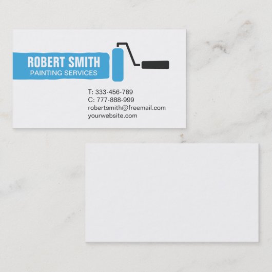 Schilderen van de Blauwe Verf van de Borstel van d Visitekaartje (Voorkant / Achterkant)