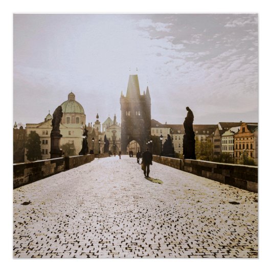 Schilderen van de brug van Charles in Praag over z Perfect Poster (Voorkant)
