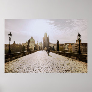 Schilderen van de brug van Charles in Praag over z Poster
