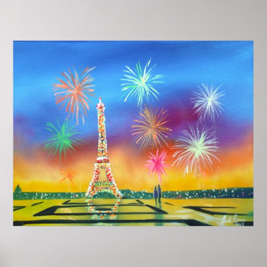 Schilderen van de Eiffeltoren in Parijs Poster (Voorkant)