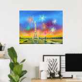 Schilderen van de Eiffeltoren in Parijs Poster (Thuiskantoor)