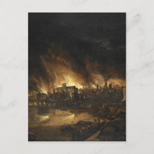 Schilderen van de Grote Brand in Londen, 17e eeuw Briefkaart