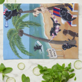 Schilderen van de Island Summer Vacation Labradors Theedoek (Gevouwen)