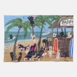 Schilderen van de Island Summer Vacation Labradors Theedoek