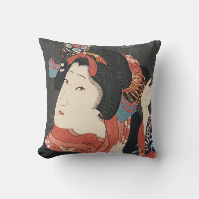  schilderen van de kleurrijke Japanse vrouw Kussen (Voorkant)