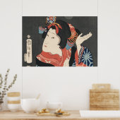  schilderen van de kleurrijke Japanse vrouw Poster (Keuken)