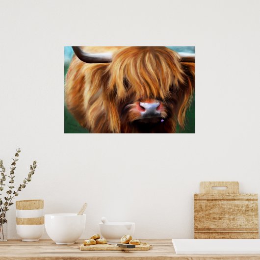 Schilderen van de Koe op het hoger land Poster (Keuken)
