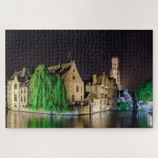 Schilderen van de oude stad Brugge en de Belfry-to Legpuzzel (Horizontaal)