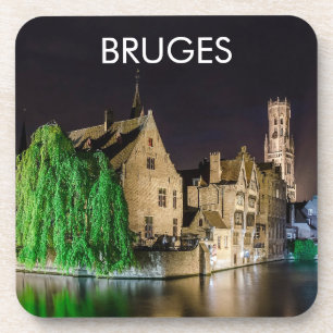 Schilderen van de oude stad Brugge en de toren van Bier Onderzetter