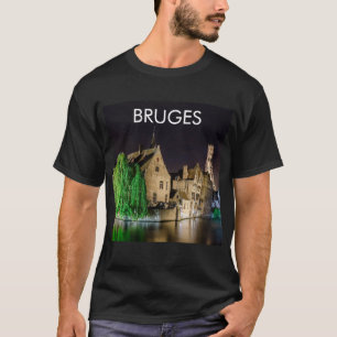 Schilderen van de oude stad Brugge en de toren van T-shirt