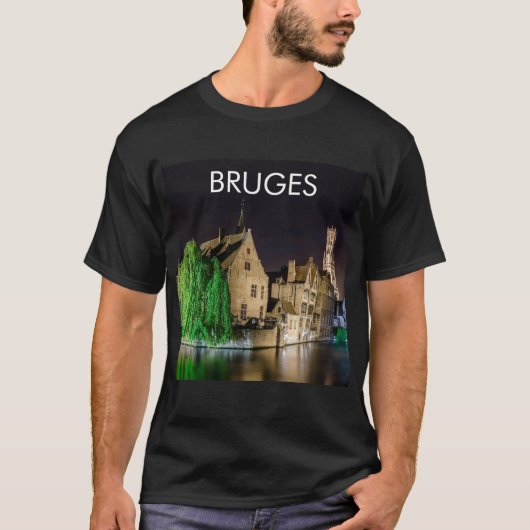 Schilderen van de oude stad Brugge en de toren van T-shirt (Voorkant)