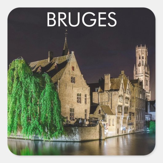 Schilderen van de oude stad Brugge en de toren van Vierkante Sticker (Voorkant)