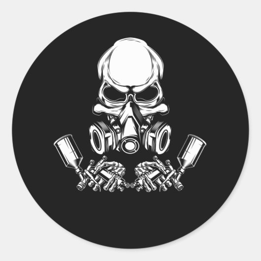 Schilderen van de schedel ronde sticker (Voorkant)