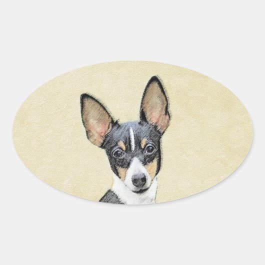Schilderen van de speelgoed fox-terger - Kute Orig Ovale Sticker (Voorkant)