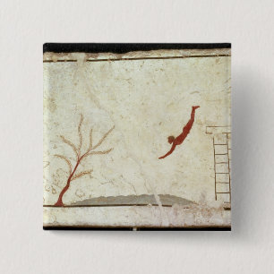 Schilderen van de tomb van de duiker in het zuiden vierkante button 5,1 cm