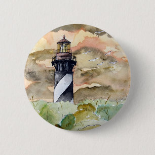 Schilderen van de vuurtoren van St Augustine Flori Ronde Button 5,7 Cm