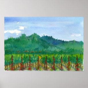 Schilderen van de Waterverf "Napa Valley Vineyard  Poster