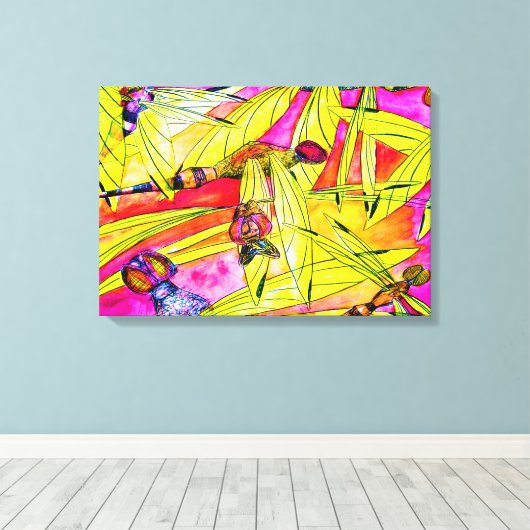 Schilderen van de waterverf van Dragonfly Canvas Afdruk (Insitu (Houten vloer))