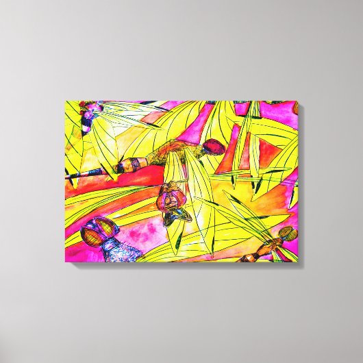 Schilderen van de waterverf van Dragonfly Canvas Afdruk (Voorkant)