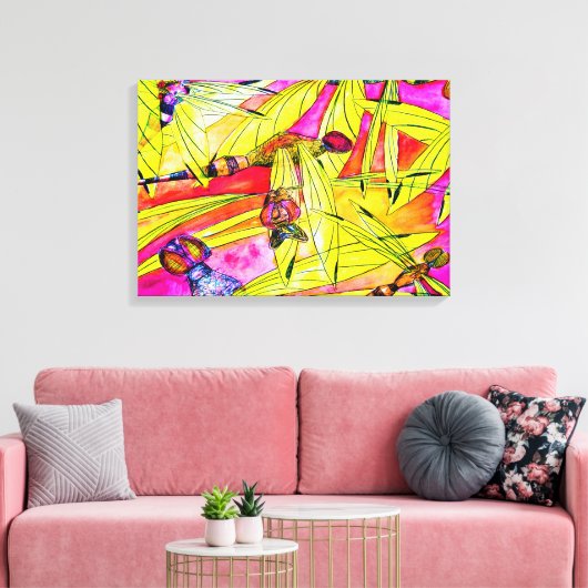 Schilderen van de waterverf van Dragonfly Canvas Afdruk (Insitu (Woonkamer))