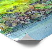 Schilderen van de Waterverf van het bergmeer Poster (Hoek)