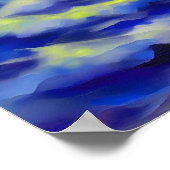 Schilderen van donkerblauwe zeeen golven onder de  poster (Hoek)