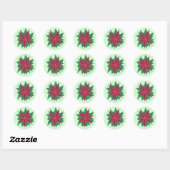 Schilderen van een bloem van Poinsettia Kerst stic Ronde Sticker (Vel)