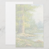Schilderen van een bos met rivier briefpapier (Voorkant / Achterkant)