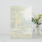 Schilderen van een bos met rivier briefpapier (Staand voorkant)