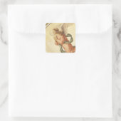 Schilderen van een engel bidden vierkante sticker (Tas)