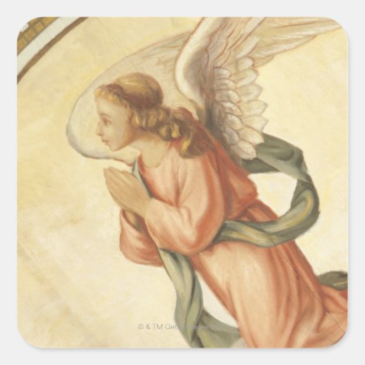 Schilderen van een engel bidden vierkante sticker (Voorkant)