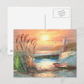 Schilderen van een gebleekte roeiboot nabij een vu briefkaart (Voorkant / Achterkant)