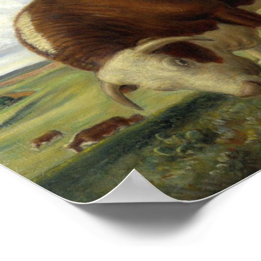 Schilderen van een Hereford-stier Poster (Hoek)