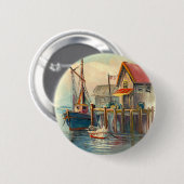 Schilderen van een kat aan een kade ronde button 5,7 cm (Voorkant /achterkant)