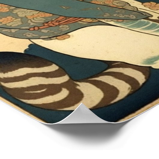  schilderen van een kat in Kuniyoshi's stijl Poster (Hoek)