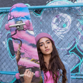 Schilderen van een kersenbloesemboom persoonlijk skateboard