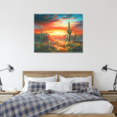 Schilderen van een kleurrijke woestijn - zonnestee canvas afdruk (Insitu (Slaapkamer))