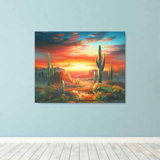 Schilderen van een kleurrijke woestijn - zonnestee canvas afdruk (Insitu (Houten vloer))