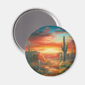 Schilderen van een kleurrijke woestijn - zonnestee magneet (Voorkant / Achterkant)